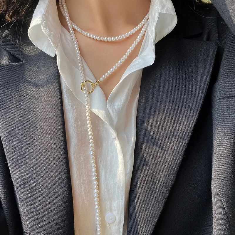 120cm Long Natural Freshwater Pearl Necklace White