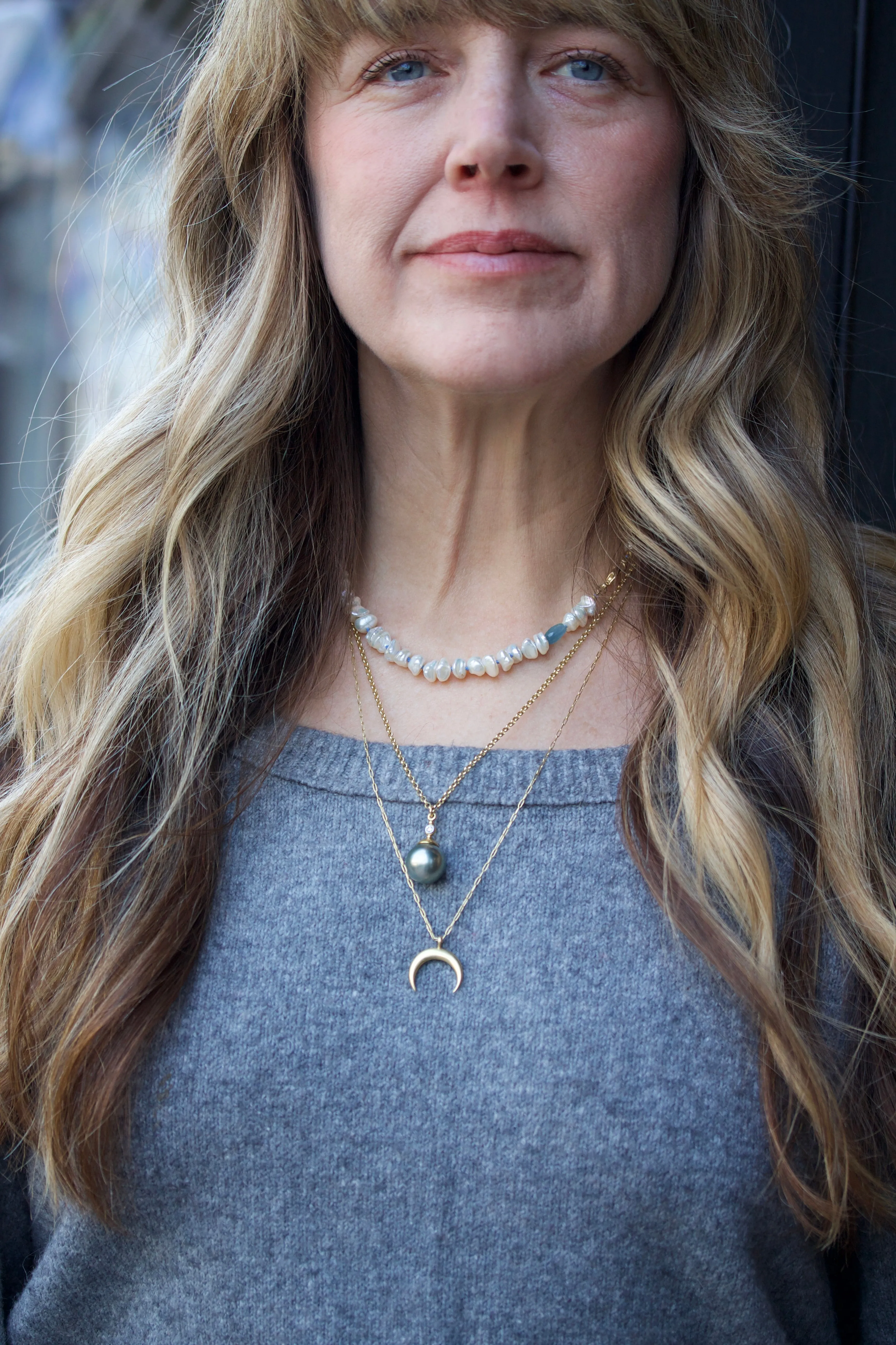 Baroque Fresh Water Pearl & Aquamarine Necklace
