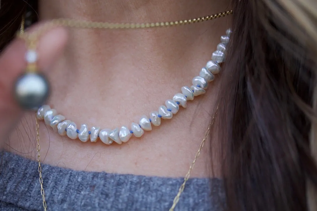 Baroque Fresh Water Pearl & Aquamarine Necklace
