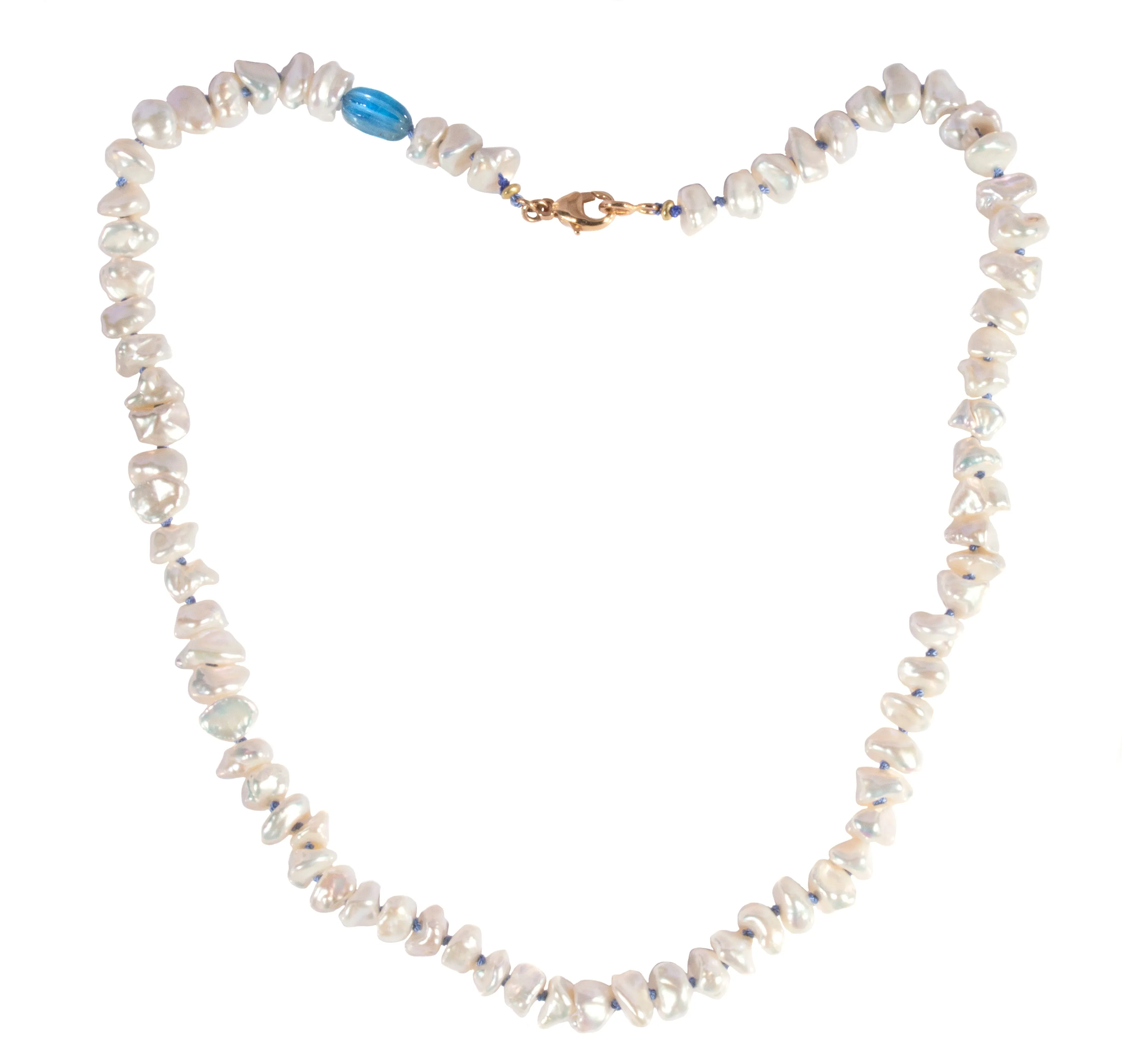 Baroque Fresh Water Pearl & Aquamarine Necklace
