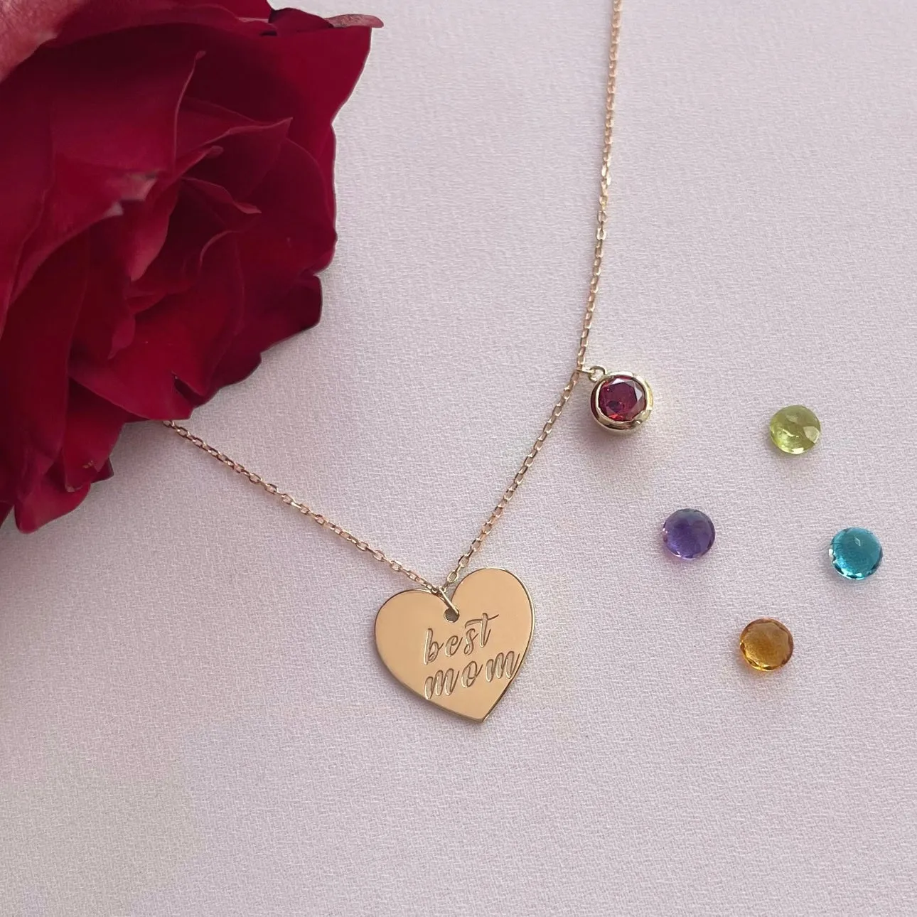 Best Mom Necklace in Garnet