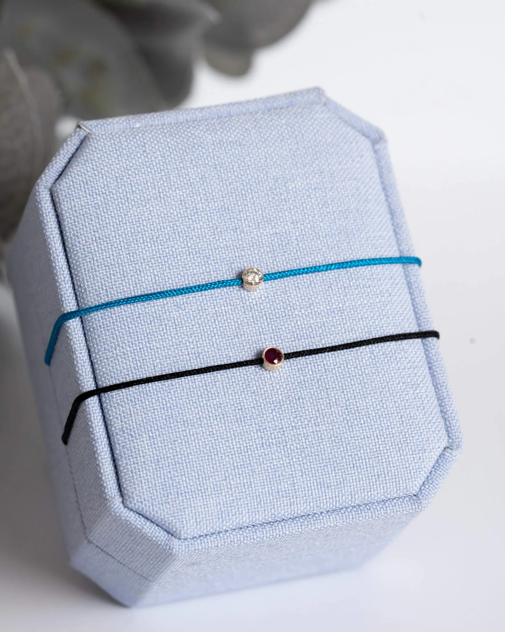 Bezel Ruby Cord Bracelet