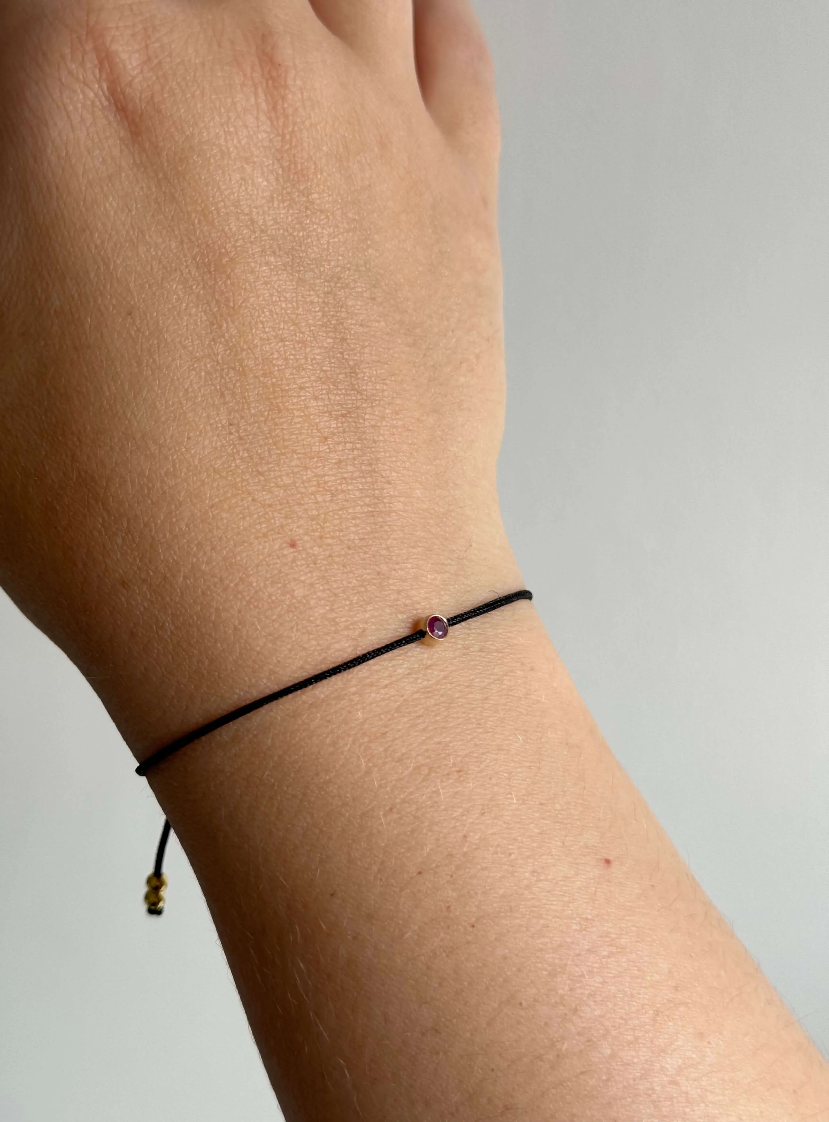 Bezel Ruby Cord Bracelet