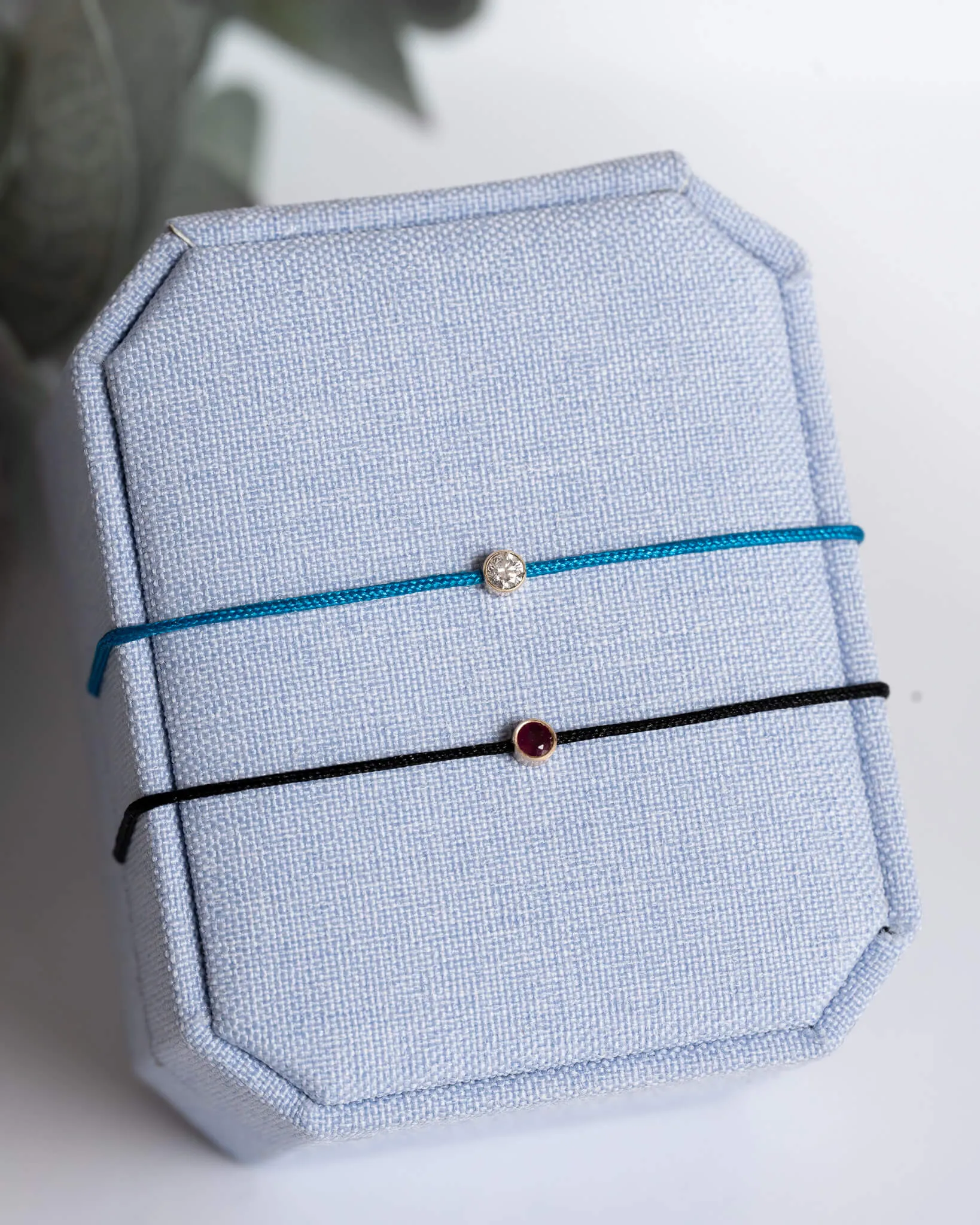 Bezel Ruby Cord Bracelet