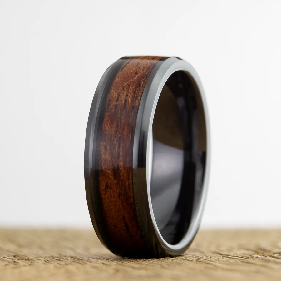 Black ring with Bubinga wood