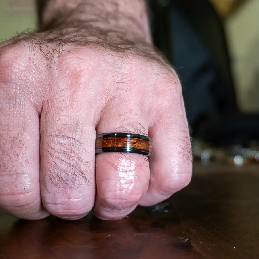 Black ring with Bubinga wood