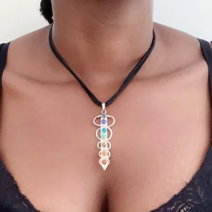 Chakra Caduceus Pendant On Leather Thong