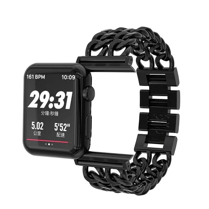 Double Chain Link Bracelet Stainless Steel Metal iWatch Strap