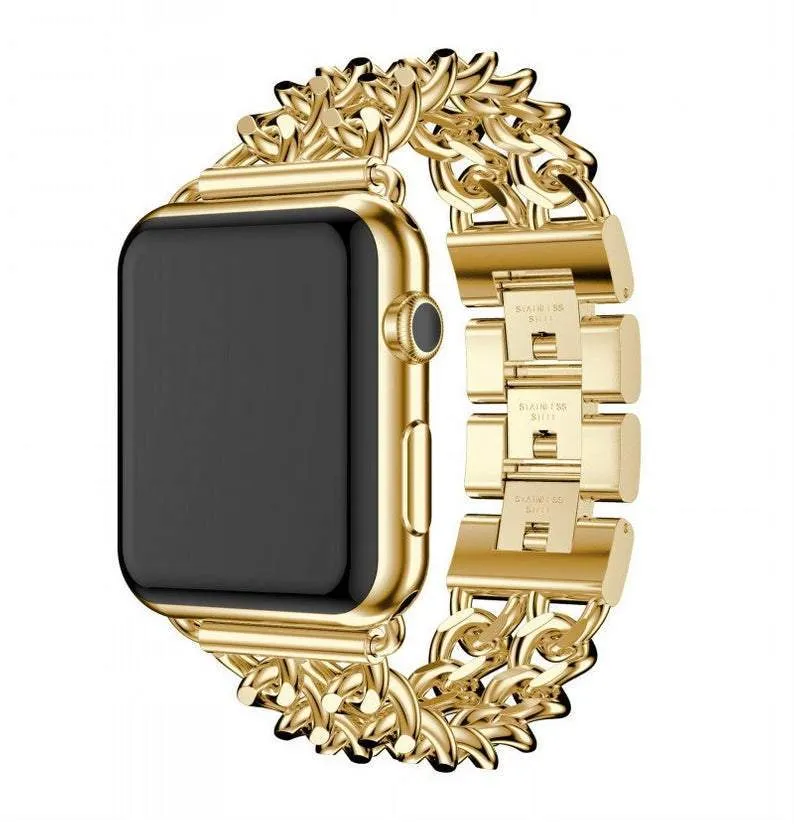 Double Chain Link Bracelet Stainless Steel Metal iWatch Strap