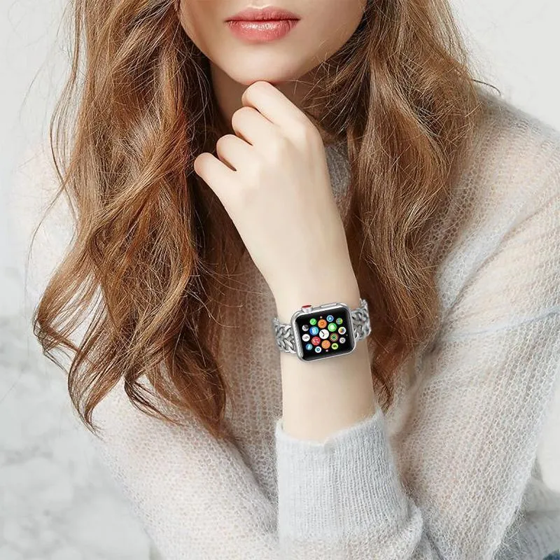 Double Chain Link Bracelet Stainless Steel Metal iWatch Strap