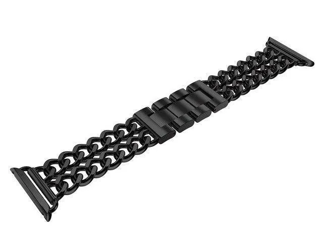 Double Chain Link Bracelet Stainless Steel Metal iWatch Strap
