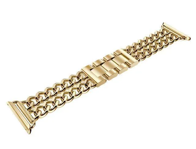 Double Chain Link Bracelet Stainless Steel Metal iWatch Strap