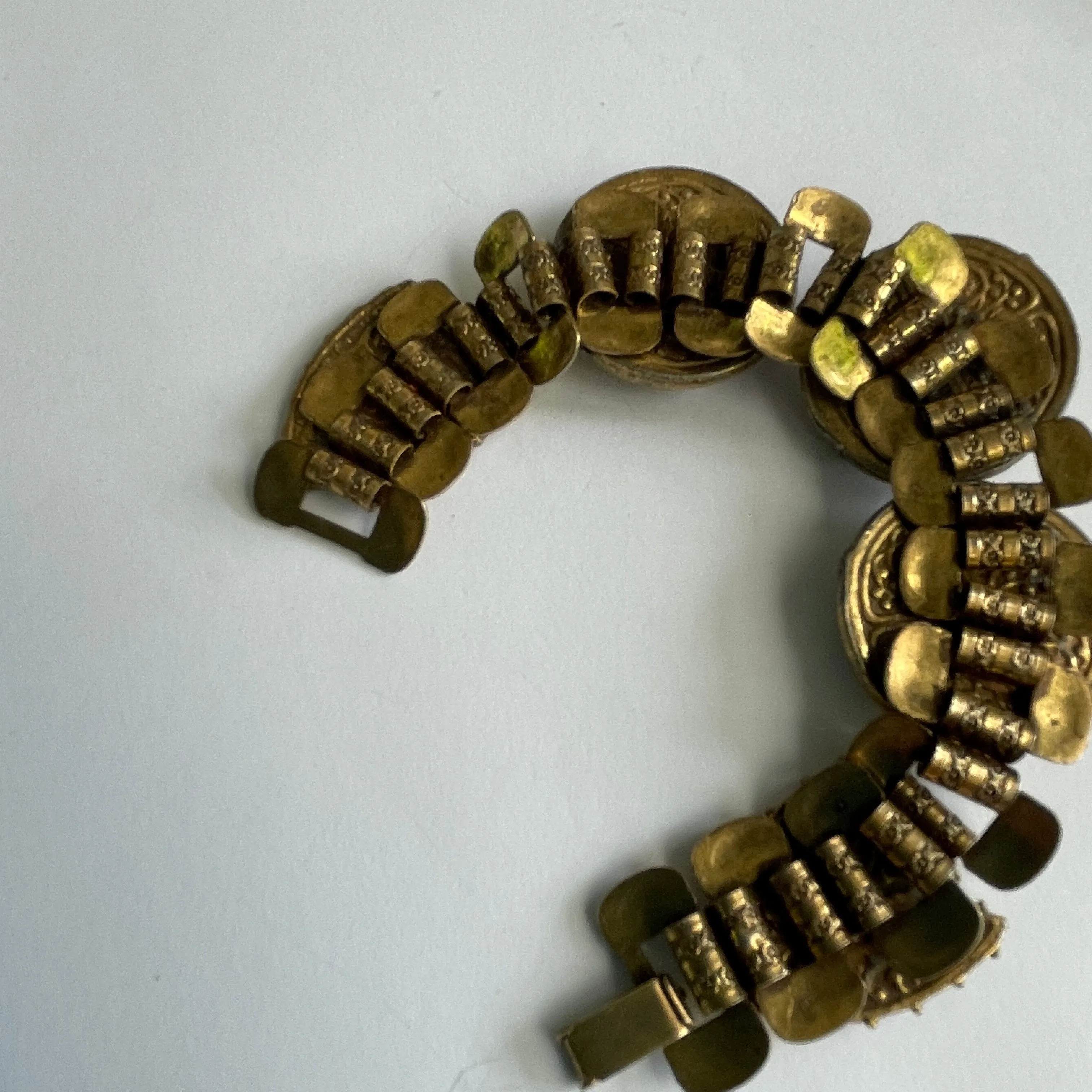 Etruscan Vintage Filigree Mid Century Panel Bracelet & Earrings Set