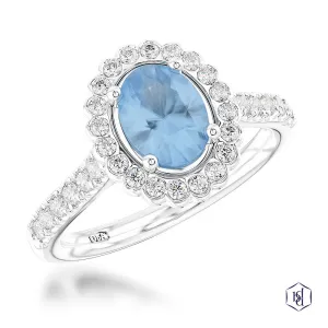 Faroe Oval Cut Aquamarine & Diamond Ring - Platinum