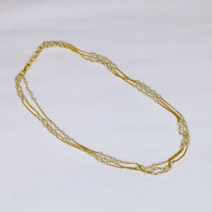 Gold Plated Pearl Necklace Set 13456-21