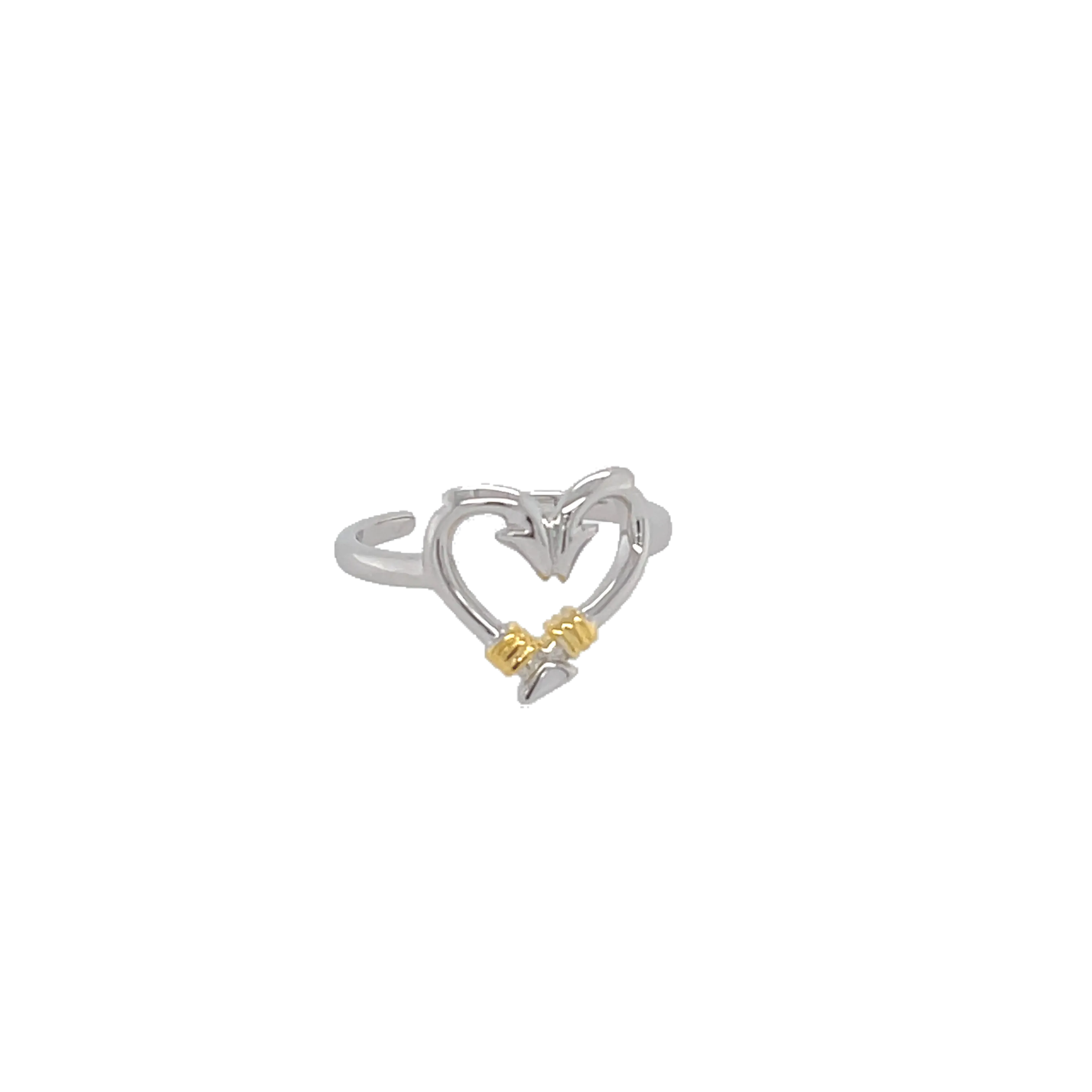Ladies Hook Heart Toe Ring from Nau-T-Girl in Silver with Gold Plated Wrap