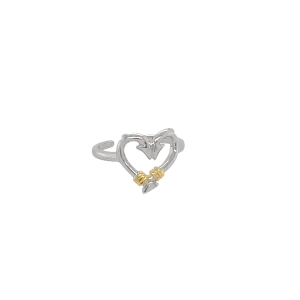 Ladies Hook Heart Toe Ring from Nau-T-Girl in Silver with Gold Plated Wrap