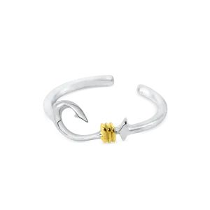 Ladies Hook Toe Ring from Nau-T-Girl in Silver and Gold Plated Wrap