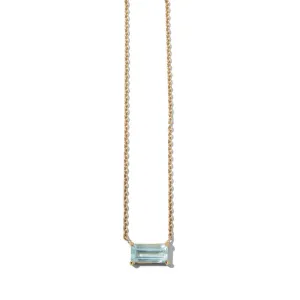 Lateral Necklace, Aquamarine, 9kt Yellow Gold