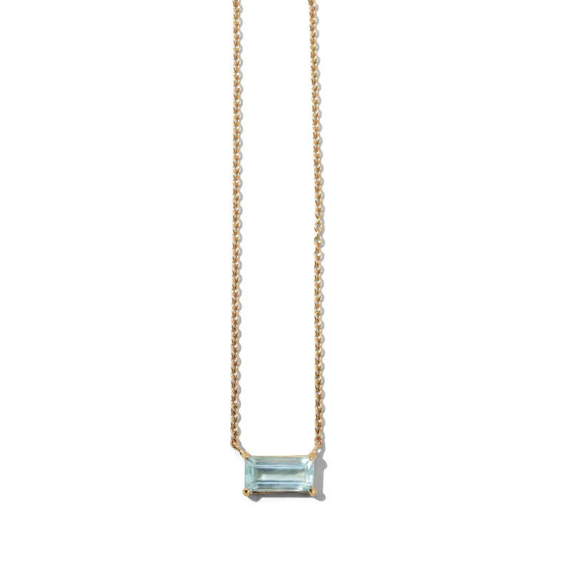Lateral Necklace, Aquamarine, 9kt Yellow Gold