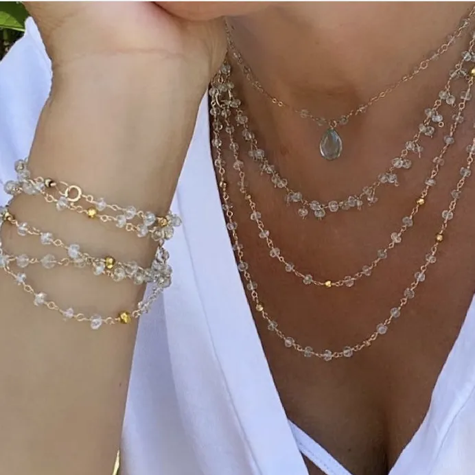 Long Gemstone Necklace - Gina