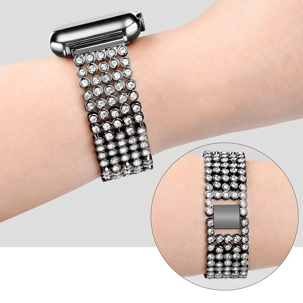Luxury Diamond Case Steel Strap for Series 6 Crystal Bracelet