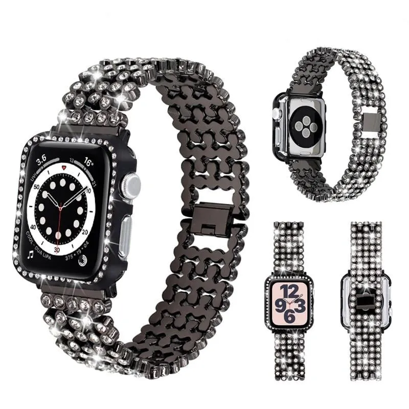 Luxury Diamond Case Steel Strap for Series 6 Crystal Bracelet