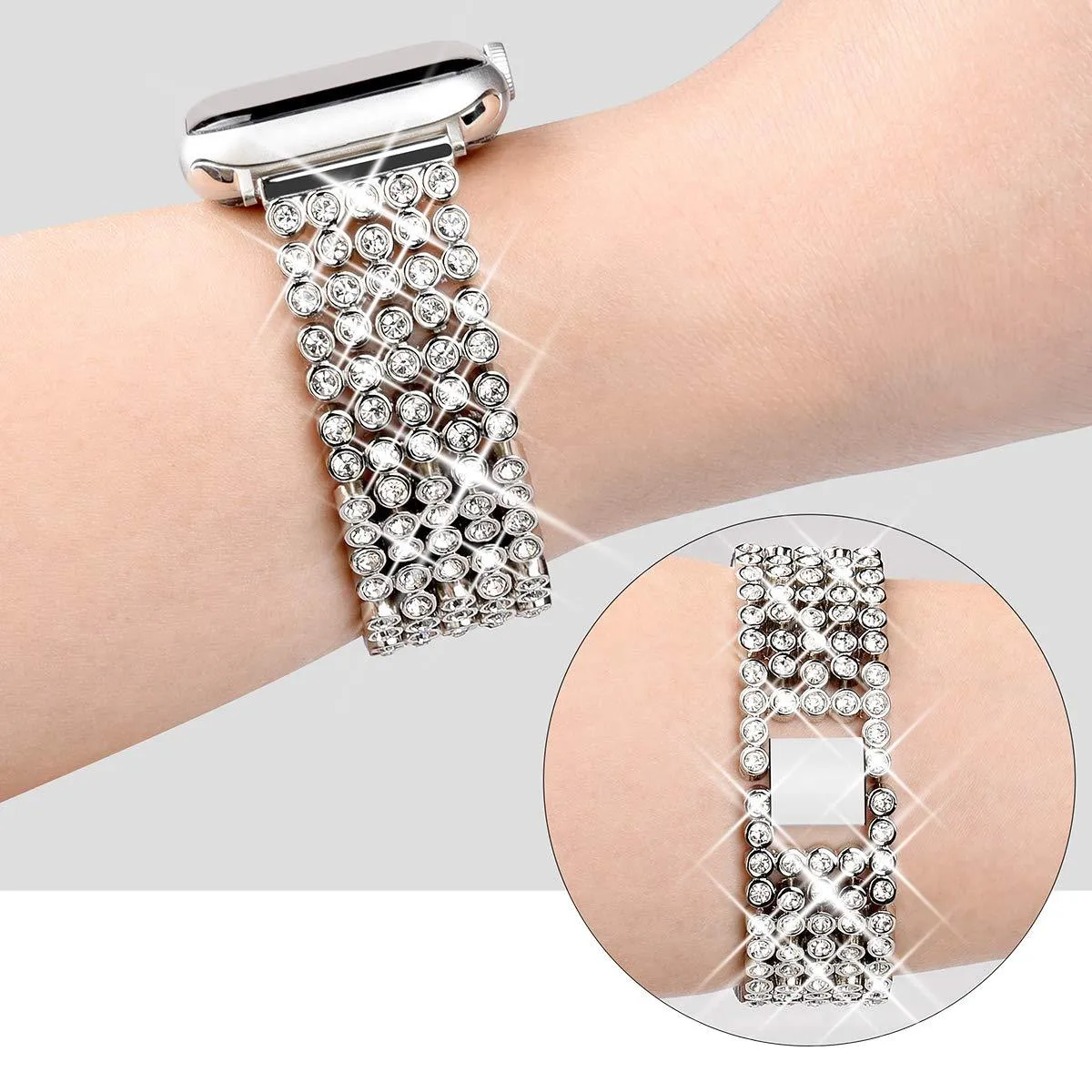 Luxury Diamond Case Steel Strap for Series 6 Crystal Bracelet