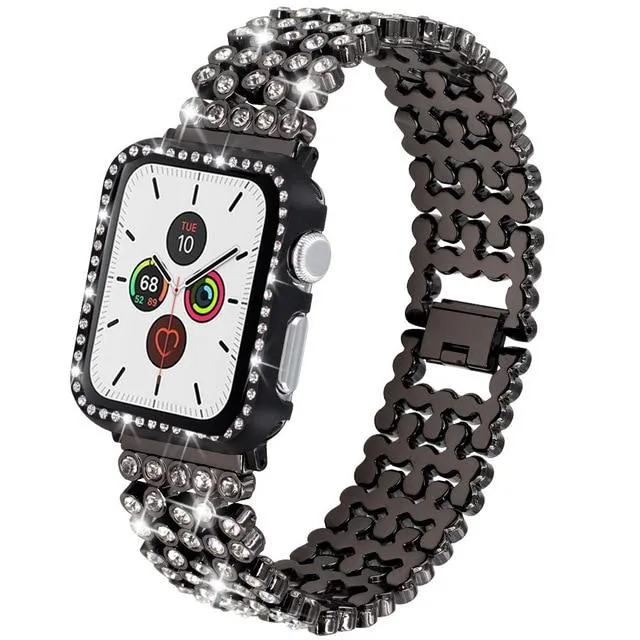 Luxury Diamond Case Steel Strap for Series 6 Crystal Bracelet