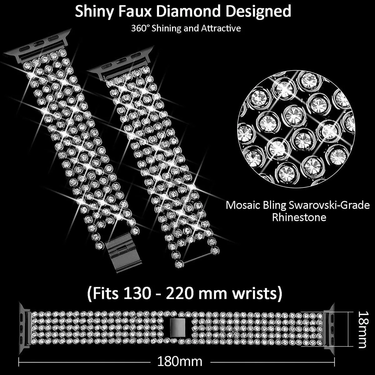 Luxury Diamond Case Steel Strap for Series 6 Crystal Bracelet