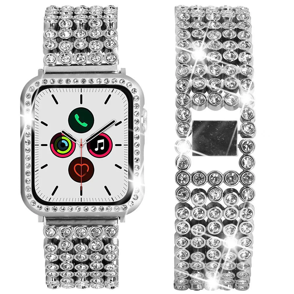 Luxury Diamond Case Steel Strap for Series 6 Crystal Bracelet