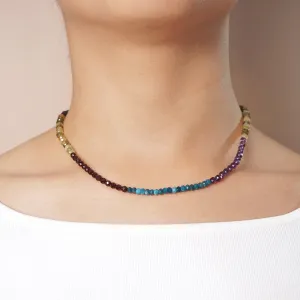 Madagascar Apatite, Amethyst and Green and Almandine Garnet Faceted 4.5mm