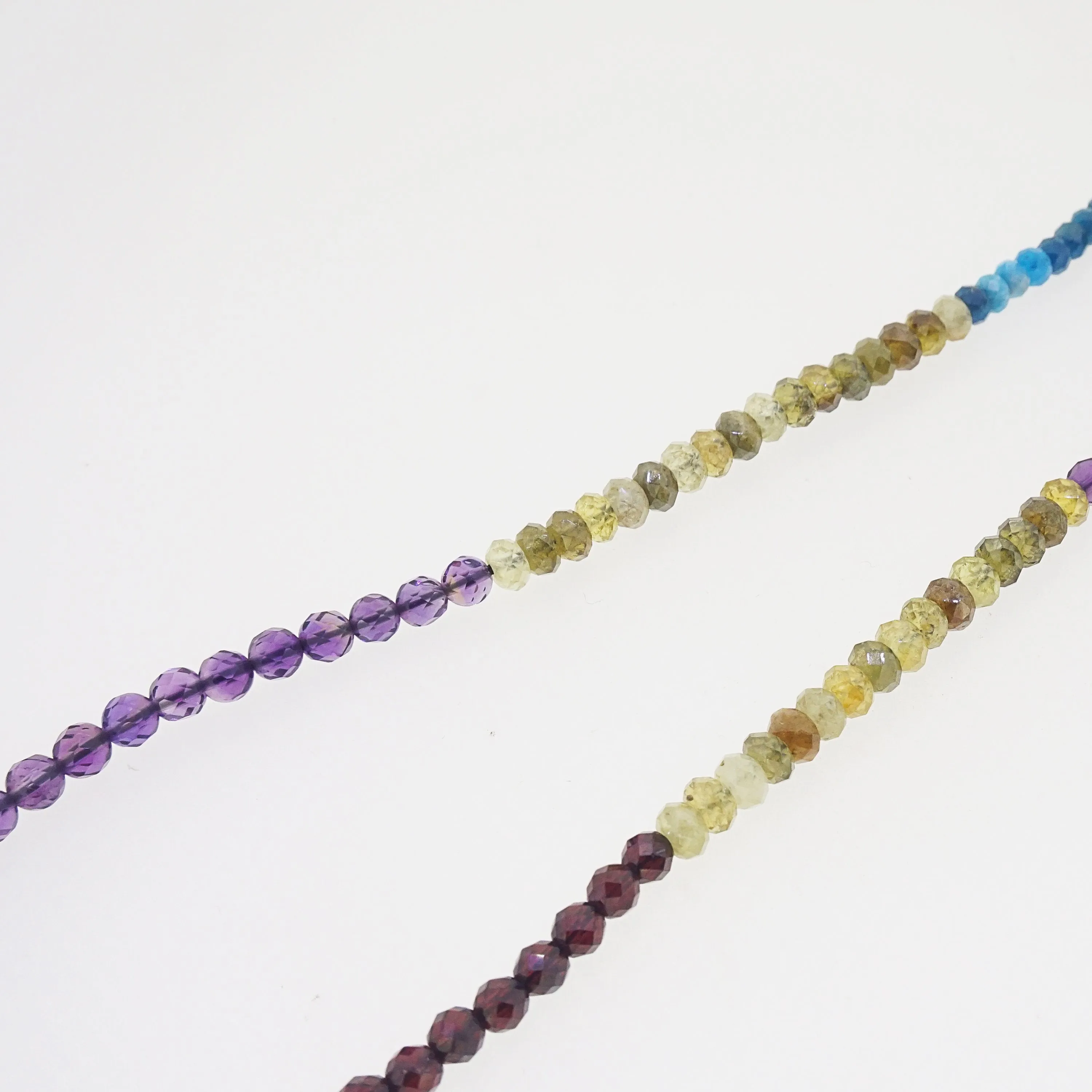 Madagascar Apatite, Amethyst and Green and Almandine Garnet Faceted 4.5mm