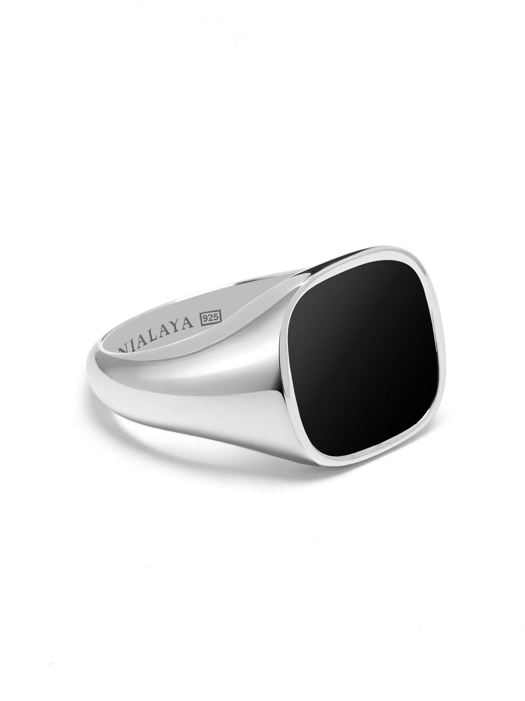 Men's Sterling Silver Signet Ring with Black Onyx