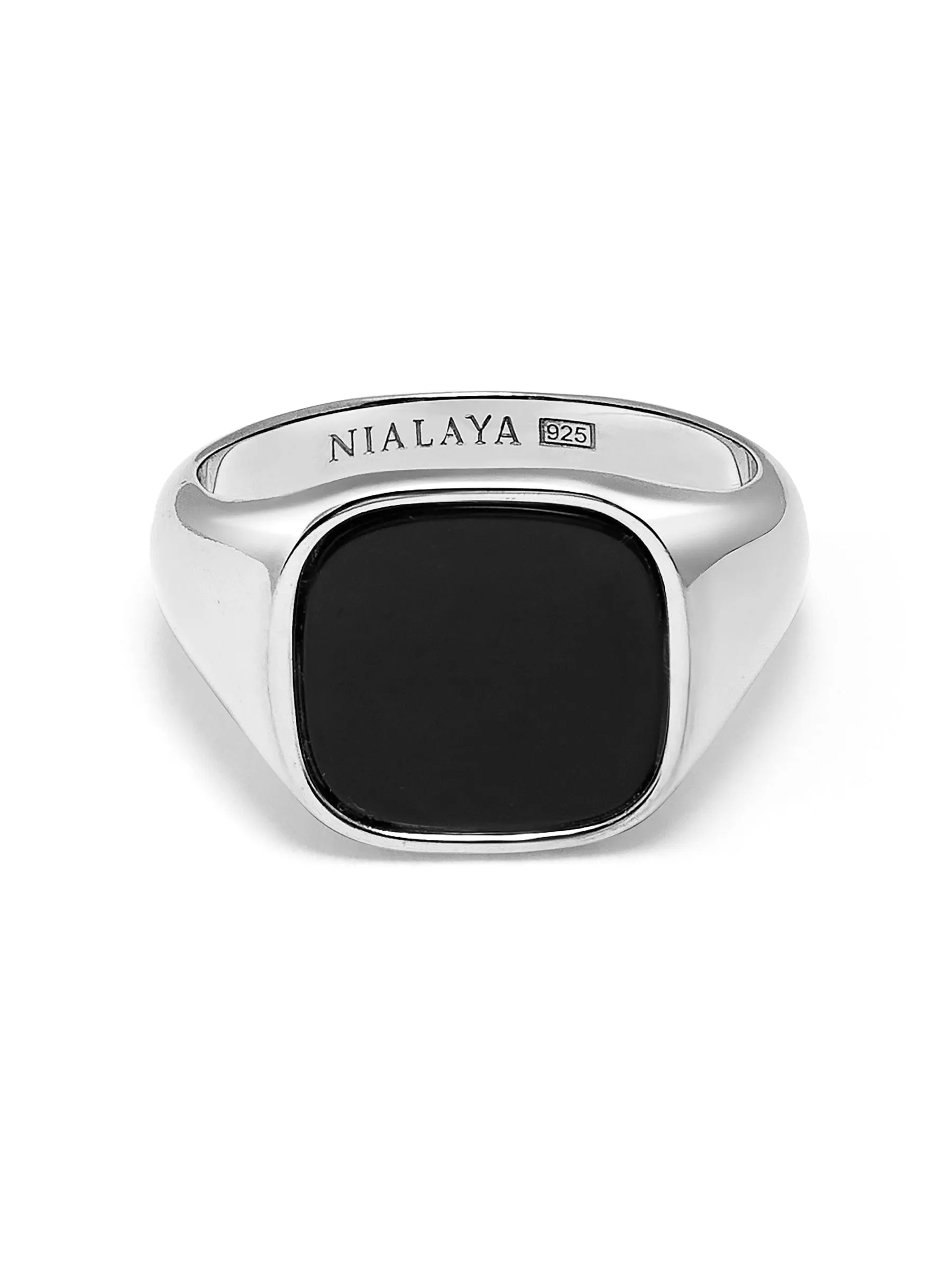 Men's Sterling Silver Signet Ring with Black Onyx