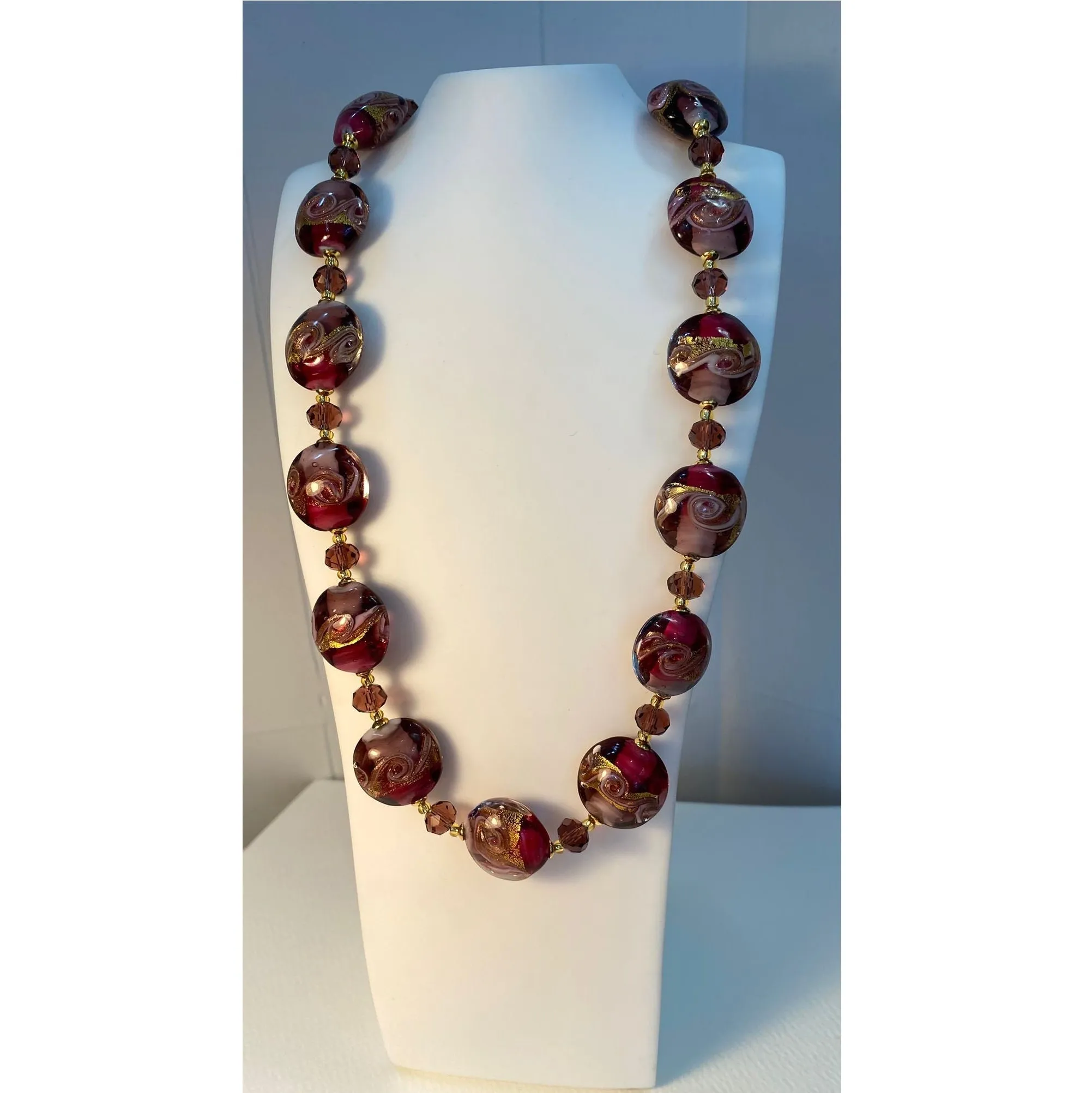 Milena Garnet & Gold Handmade Murano Glass Necklace