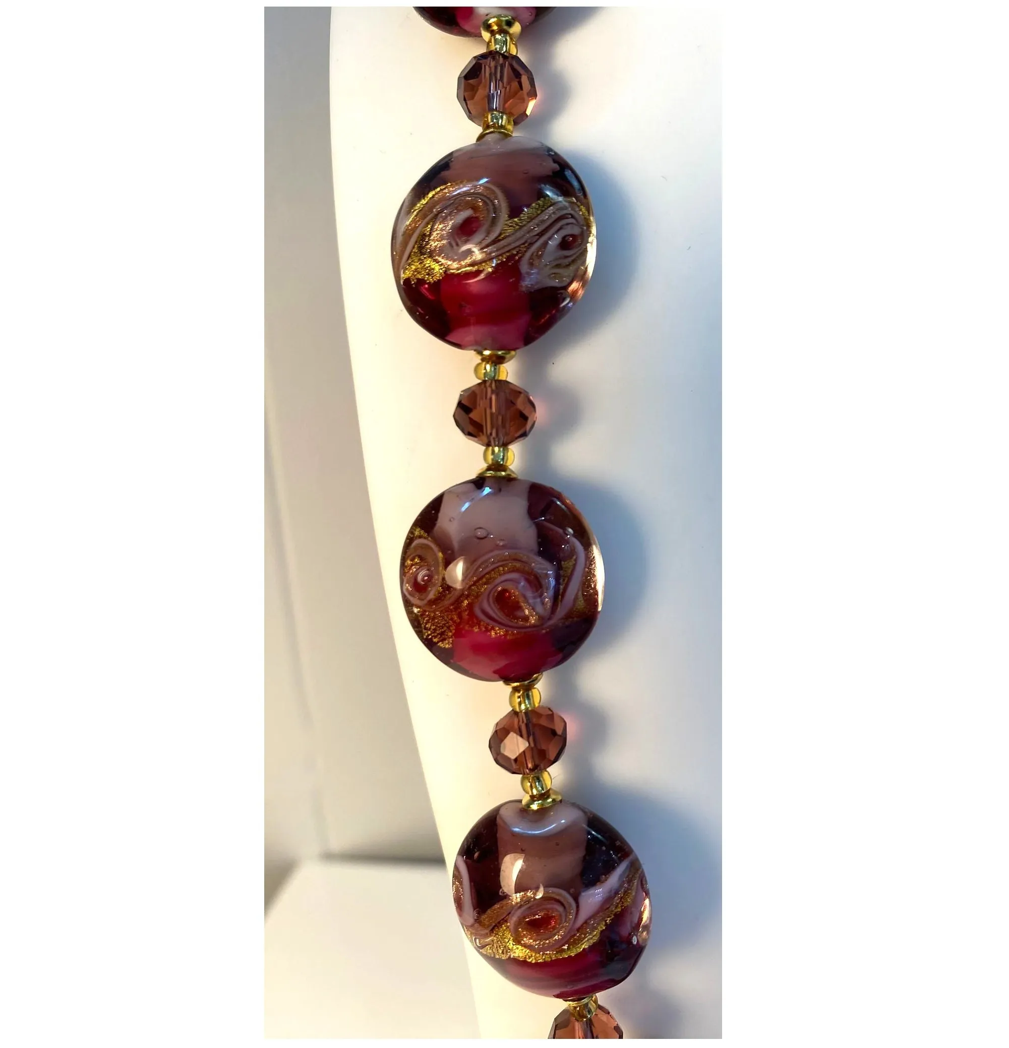 Milena Garnet & Gold Handmade Murano Glass Necklace