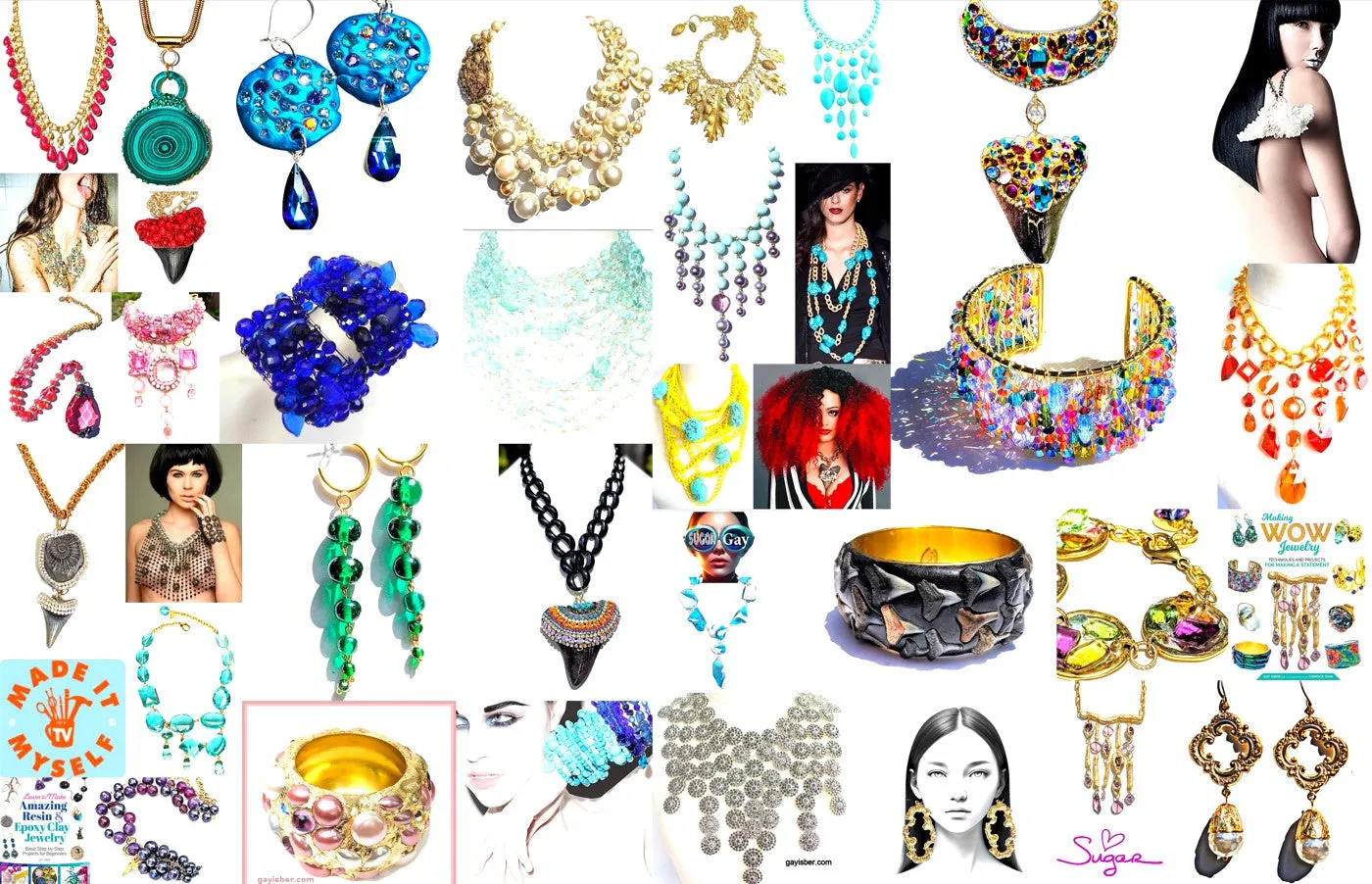 One-of-a-Kind Statement Necklace with Vintage Turquoise and Swarovski Crystals - Designed by Award-Winning Artist Sugar Gay Isber