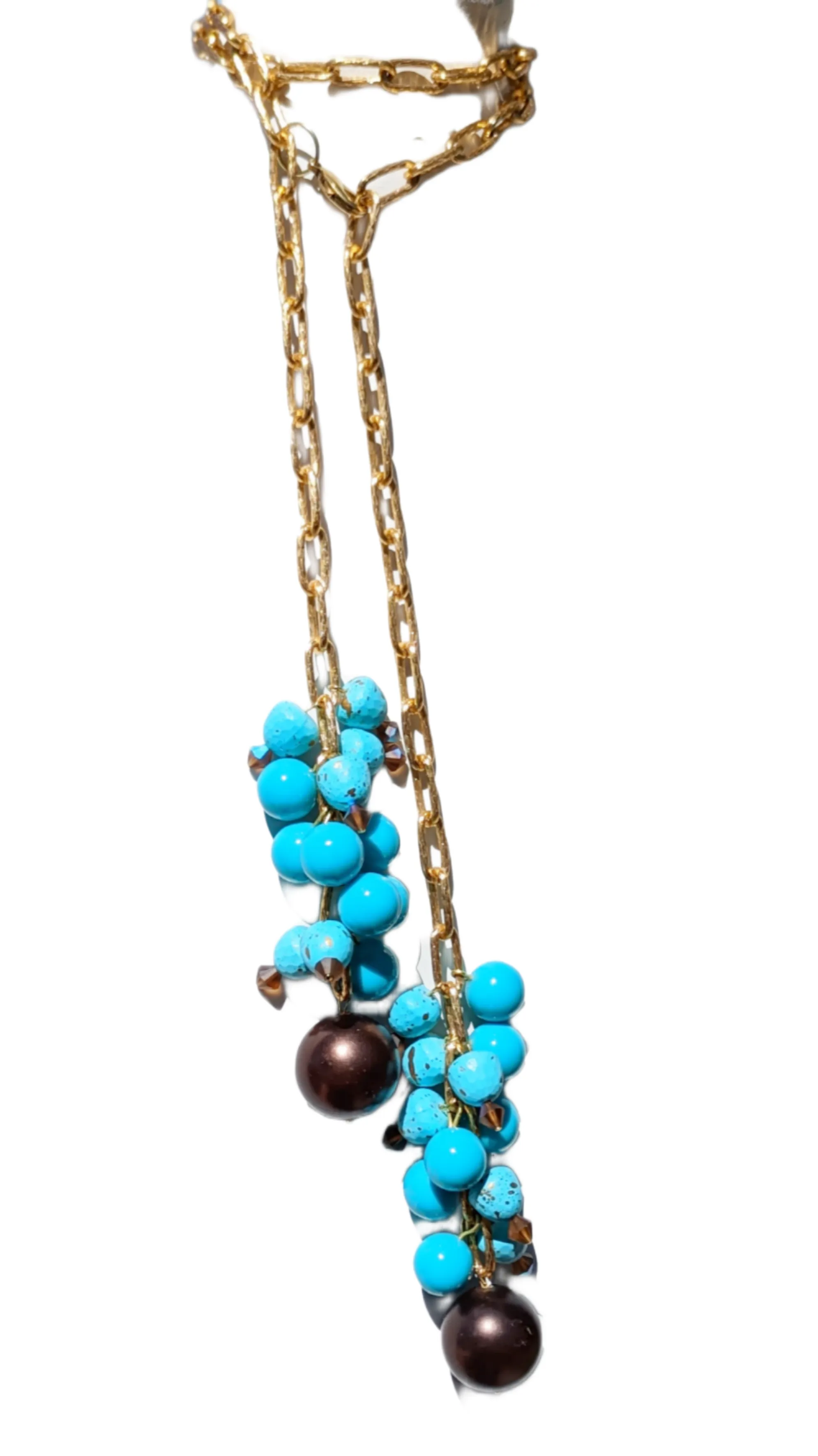 One-of-a-Kind Statement Necklace with Vintage Turquoise and Swarovski Crystals - Designed by Award-Winning Artist Sugar Gay Isber