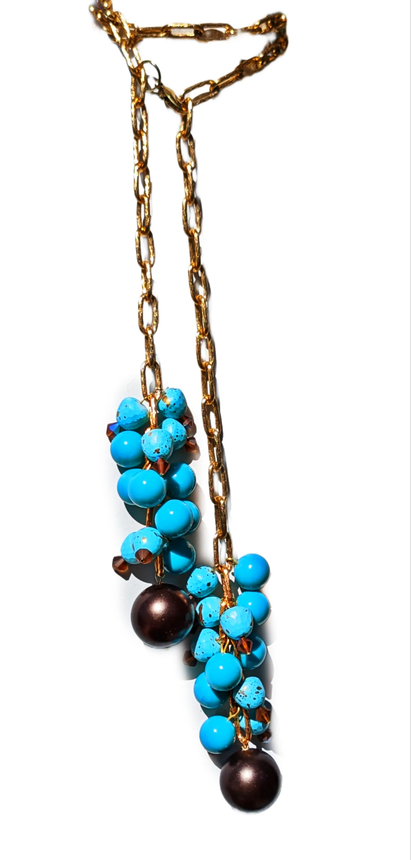 One-of-a-Kind Statement Necklace with Vintage Turquoise and Swarovski Crystals - Designed by Award-Winning Artist Sugar Gay Isber