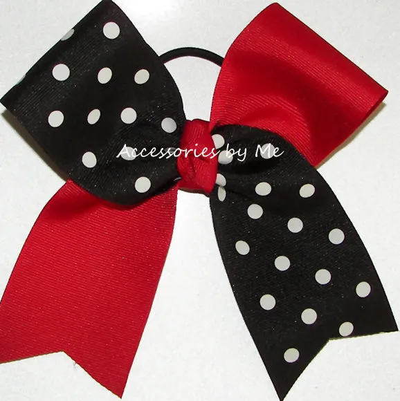 Red Black Polka Dots Cheer Bow