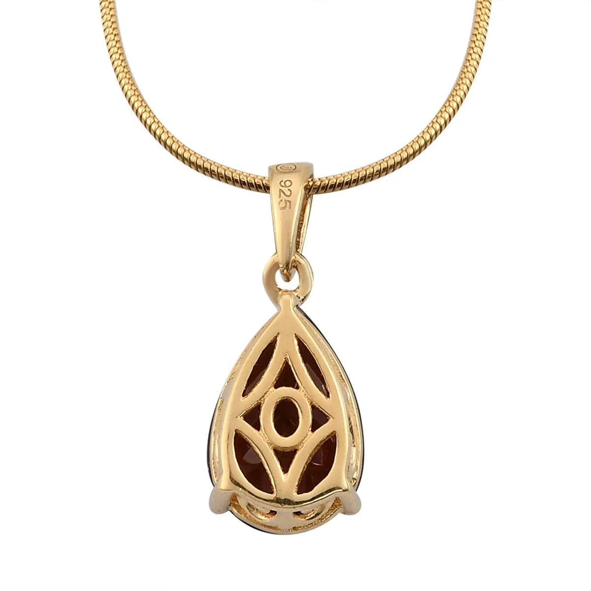 Red Garnet Pendant Necklace, Garnet Teardrop Pendant, January Birthstone Necklace, 925 Sterling Silver, Garnet Gold Necklace, Gift