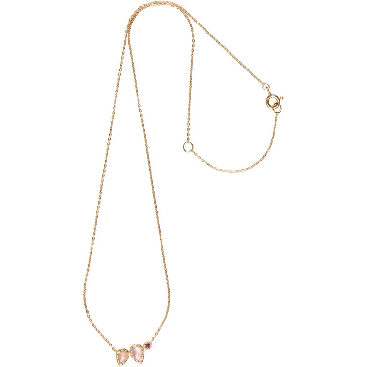 Rhodolite Garnet, Peach Moonstone and Rose Quartz Necklace