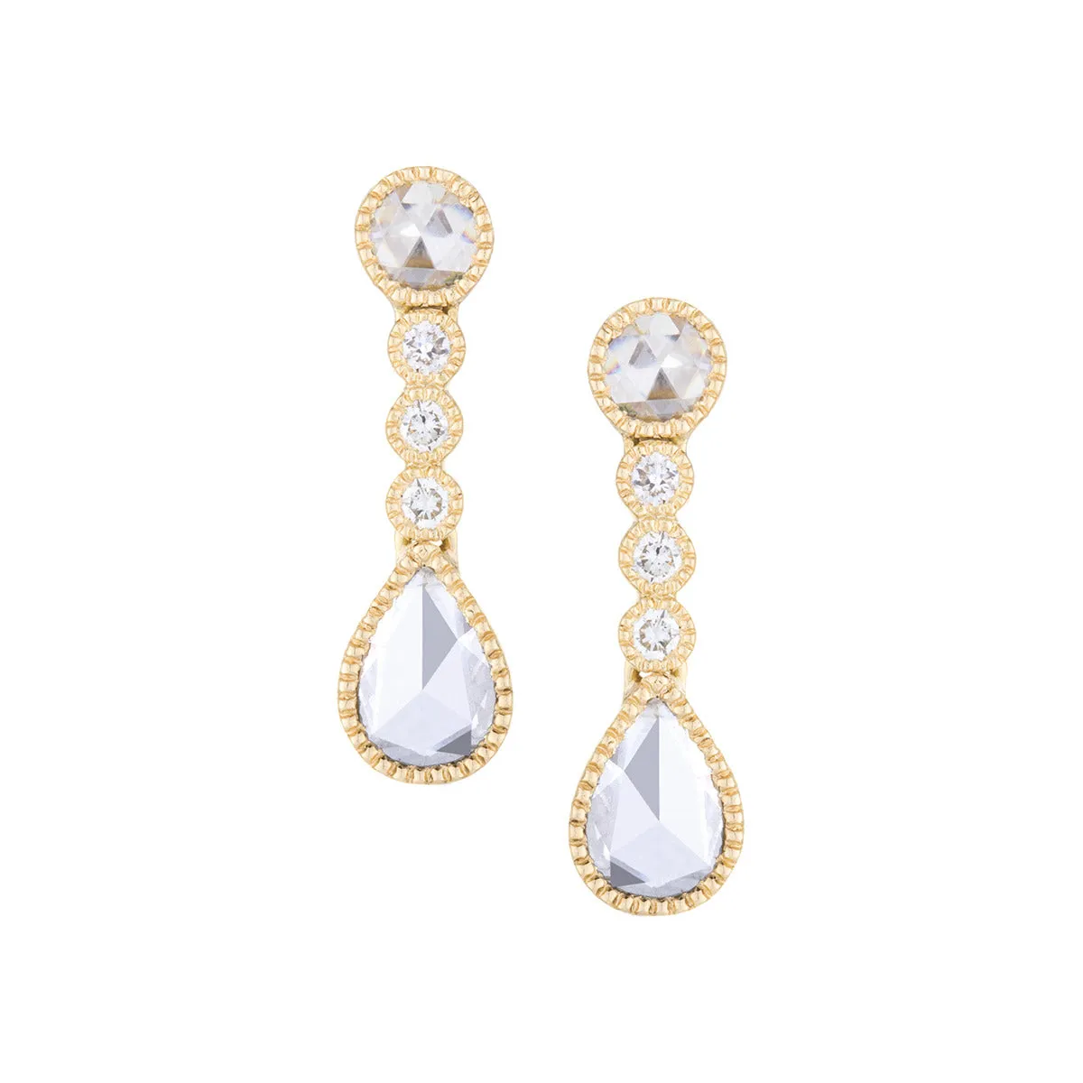 Rose Cut Diamond Drop Earrings