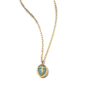 Scarab Amulet, Large, Aquamarine, Gold