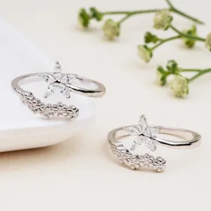Silver Designer Flower Toe Ring