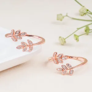 Silver Rose Leaf Toe Ring