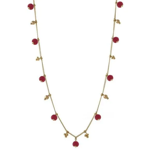 Simple Chain Necklace w. Gemstones