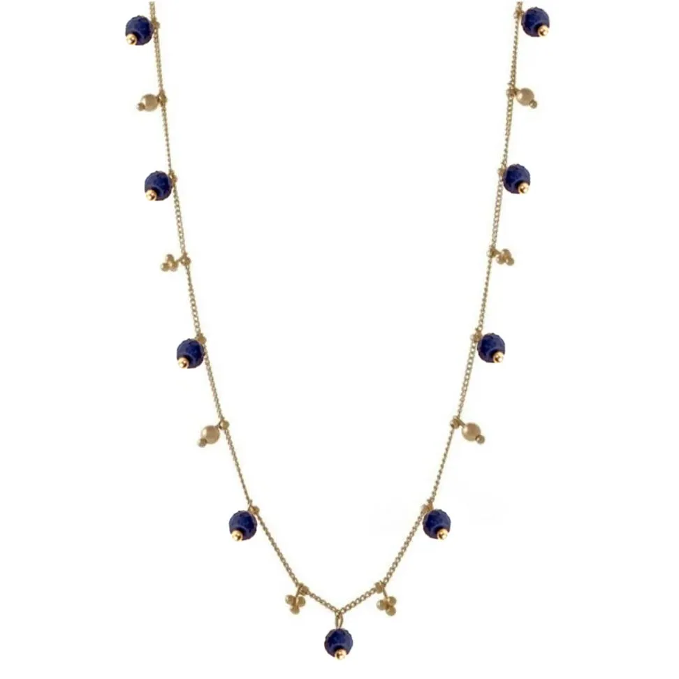 Simple Chain Necklace w. Gemstones