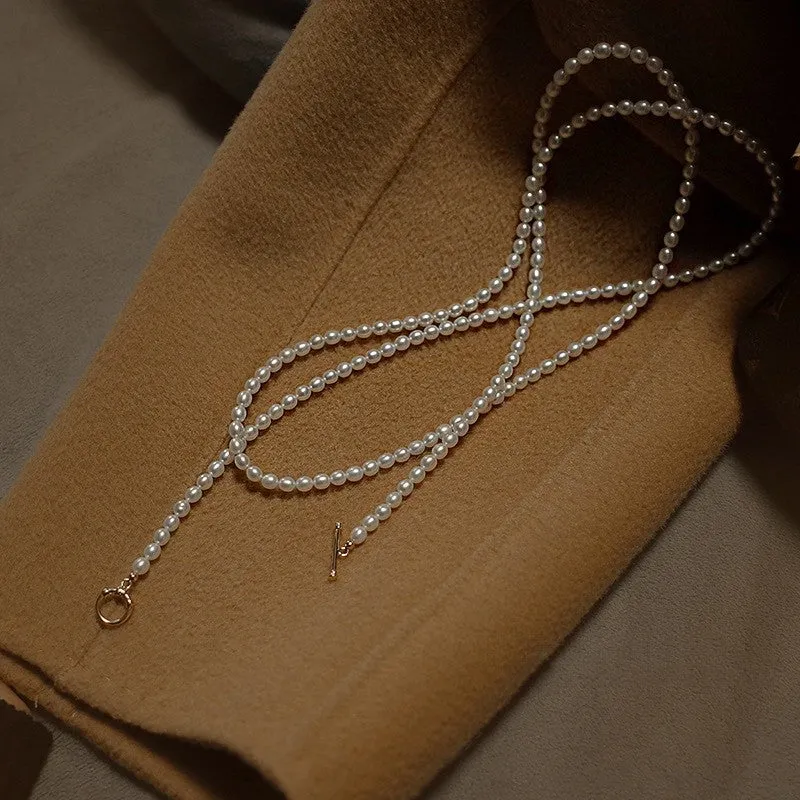 Simple natural pearl necklace with OT clasp